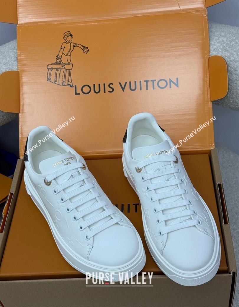Louis Vuitton Time Out Sneakers 4cm in White Debossed Monogram Leather 1AAP6O 2025 (KL-250829010)