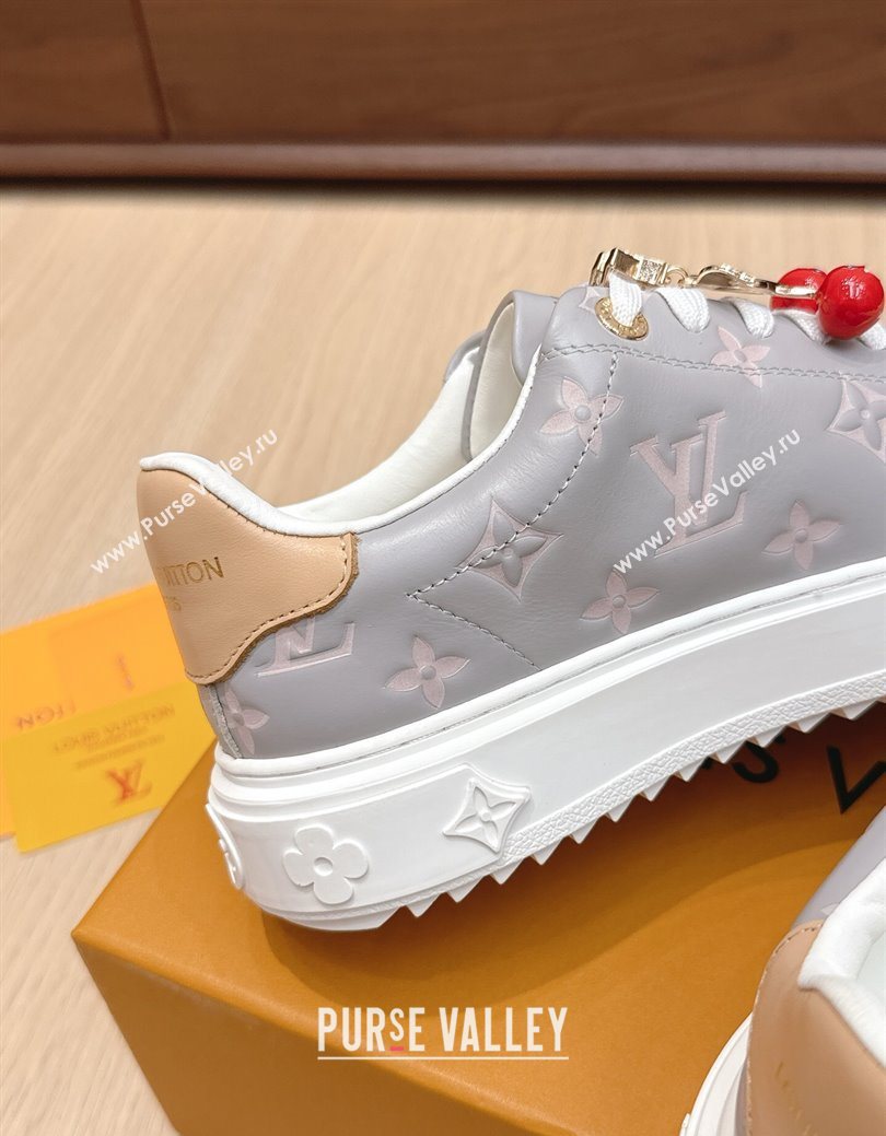 Louis Vuitton Time Out Sneakers 4cm in Grey Leather 2025 0829 (KL-250829017)