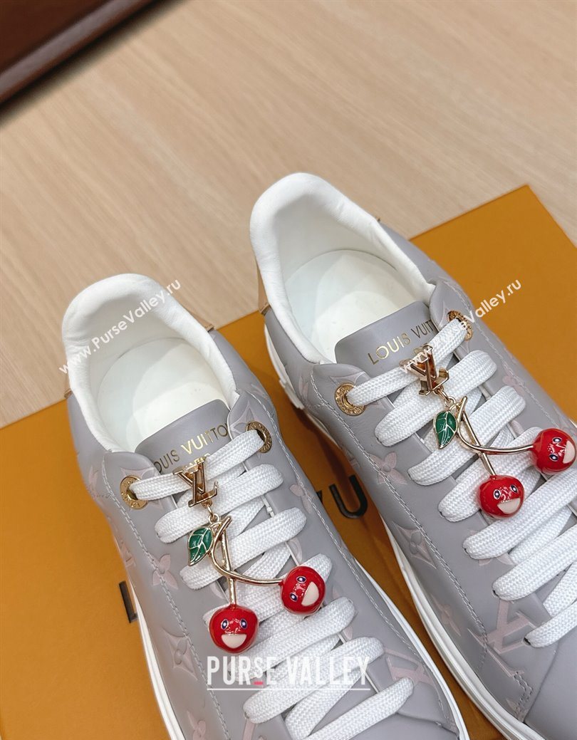 Louis Vuitton Time Out Sneakers 4cm in Grey Leather 2025 0829 (KL-250829017)