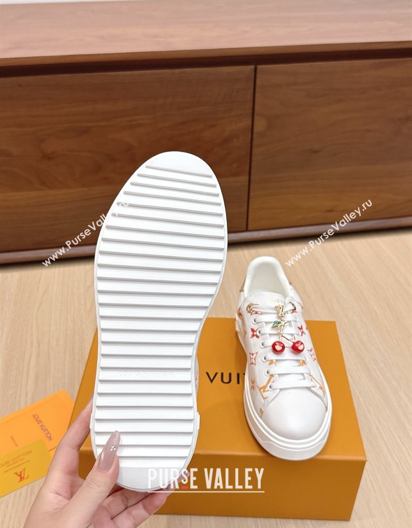 Louis Vuitton Time Out Sneakers 4cm in Leather 1AHOOD White/Orange 2025 (KL-250829018)