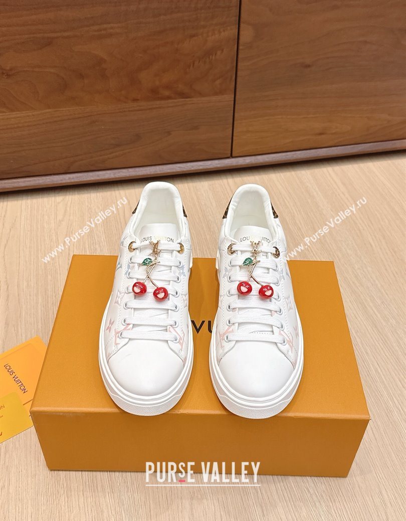 Louis Vuitton Time Out Sneakers 4cm in Leather 1AHOOD White/Blue 2025 (KL-250829019)
