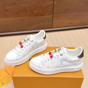 Louis Vuitton Time Out Sneakers 4cm in Leather 1AHOOD White/Blue 2025 (KL-250829019)