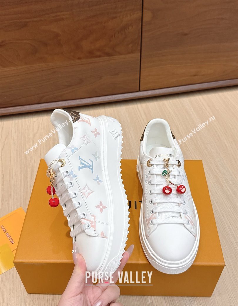 Louis Vuitton Time Out Sneakers 4cm in Leather 1AHOOD White/Blue 2025 (KL-250829019)
