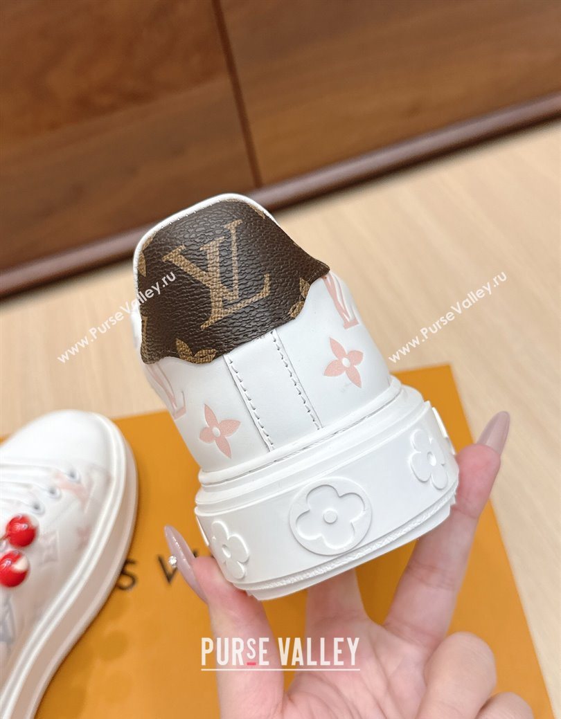 Louis Vuitton Time Out Sneakers 4cm in Leather 1AHOOD White/Blue 2025 (KL-250829019)