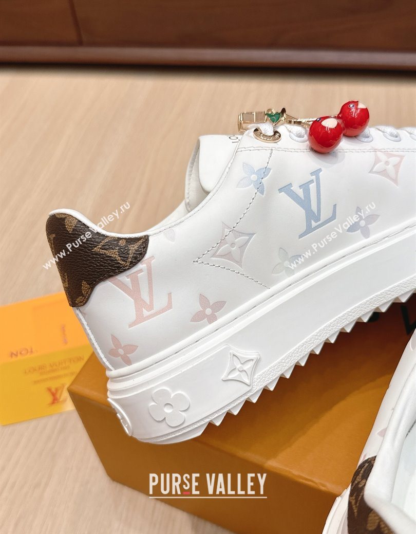 Louis Vuitton Time Out Sneakers 4cm in Leather 1AHOOD White/Blue 2025 (KL-250829019)