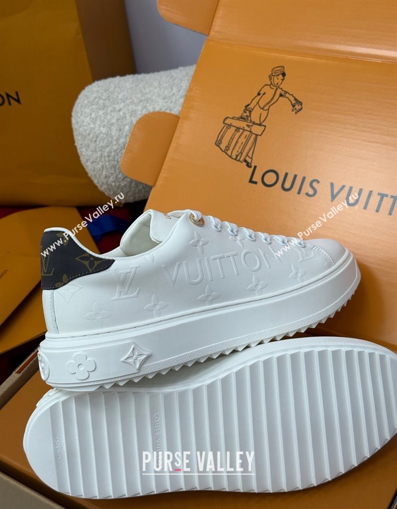 Louis Vuitton Time Out Sneakers 4cm in White Debossed Monogram Leather 1AAP6O 2025 (KL-250829010)
