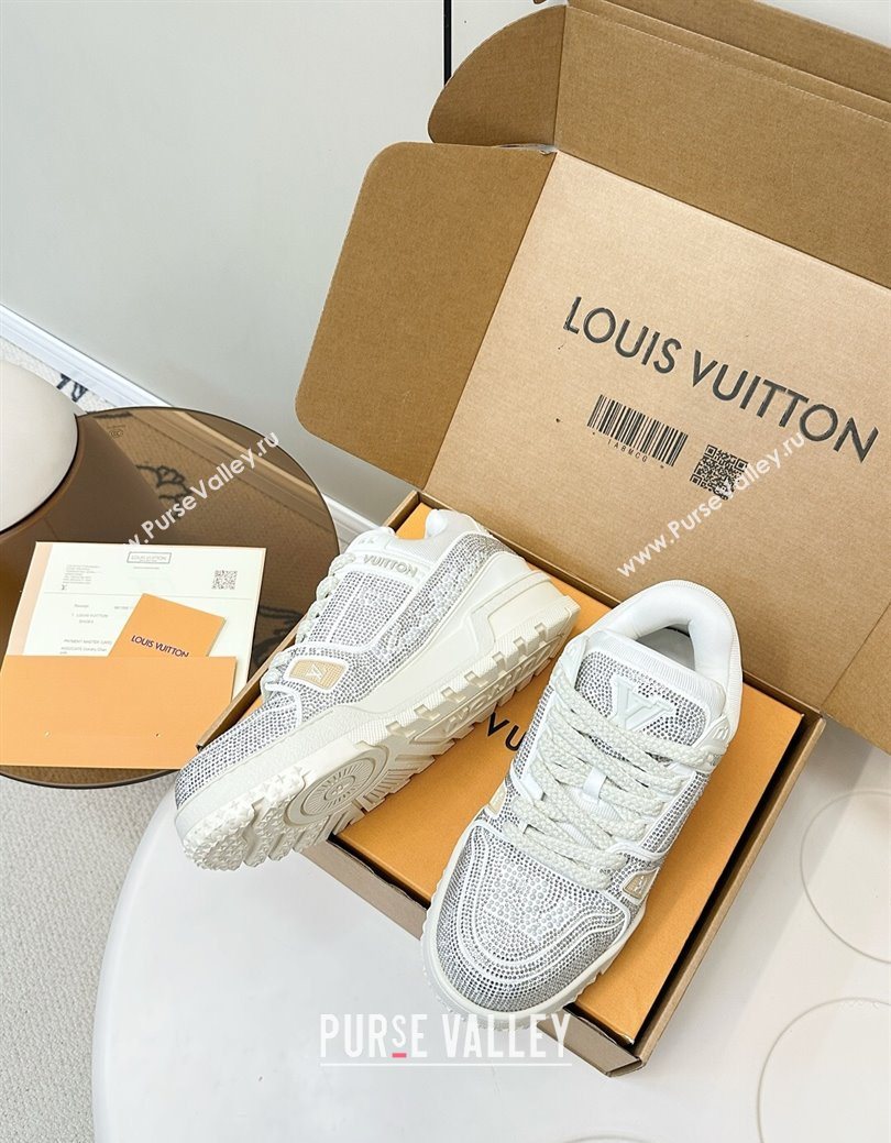 Louis Vuitton LV Trainer Maxi Sneakers 6cm in Allover Strass White 2025 0829 (KL-250829034)