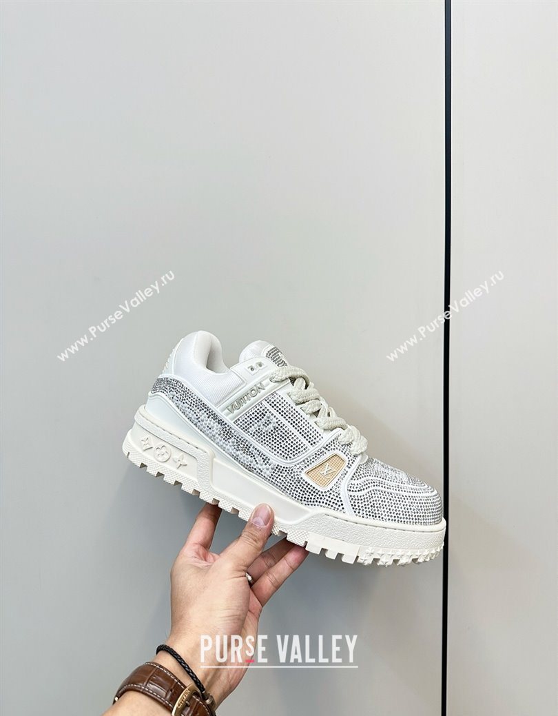 Louis Vuitton LV Trainer Maxi Sneakers 6cm in Allover Strass White 2025 0829 (KL-250829034)