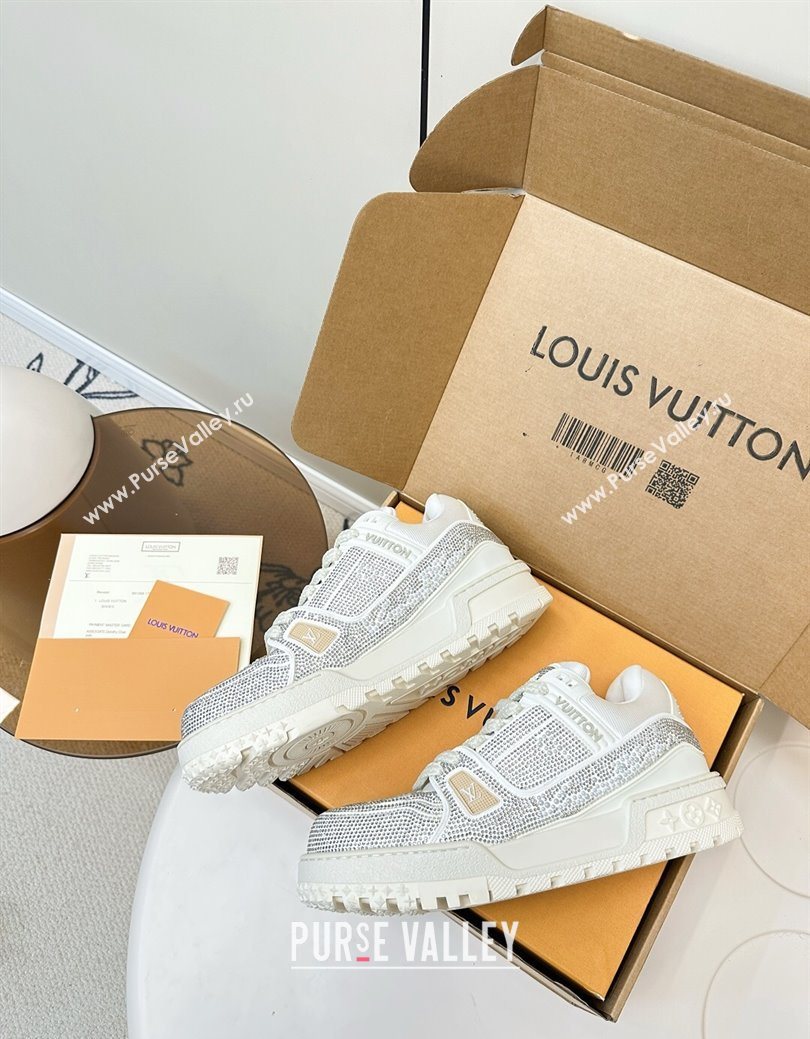 Louis Vuitton LV Trainer Maxi Sneakers 6cm in Allover Strass White 2025 0829 (KL-250829034)