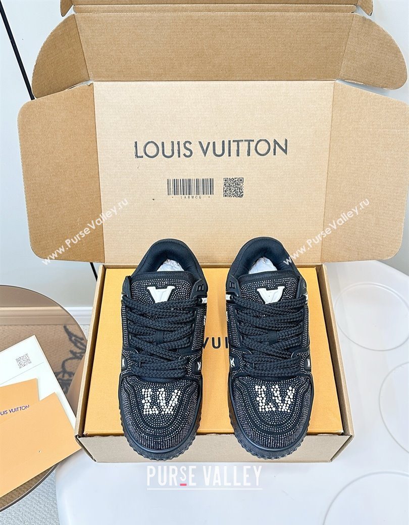 Louis Vuitton LV Trainer Maxi Sneakers 6cm in Allover Strass Black 2025 0829 (KL-250829035)