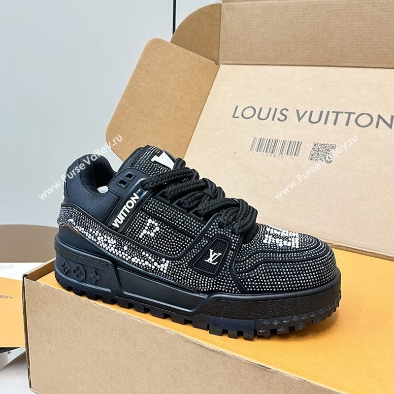 Louis Vuitton LV Trainer Maxi Sneakers 6cm in Allover Strass Black 2025 0829 (KL-250829035)