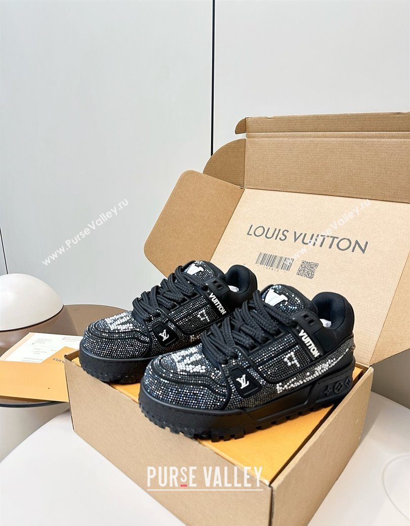 Louis Vuitton LV Trainer Maxi Sneakers 6cm in Allover Strass Black 2025 0829 (KL-250829035)