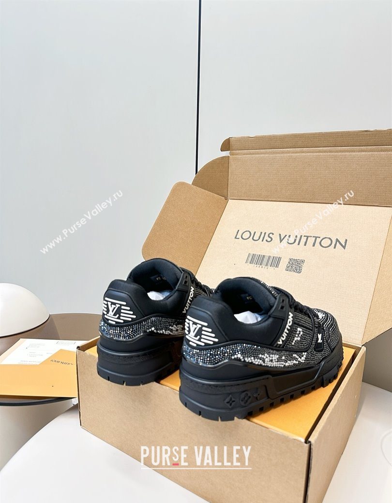 Louis Vuitton LV Trainer Maxi Sneakers 6cm in Allover Strass Black 2025 0829 (KL-250829035)
