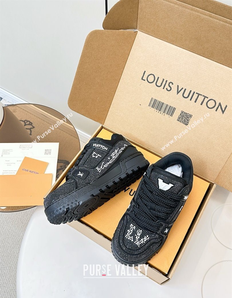 Louis Vuitton LV Trainer Maxi Sneakers 6cm in Allover Strass Black 2025 0829 (KL-250829035)