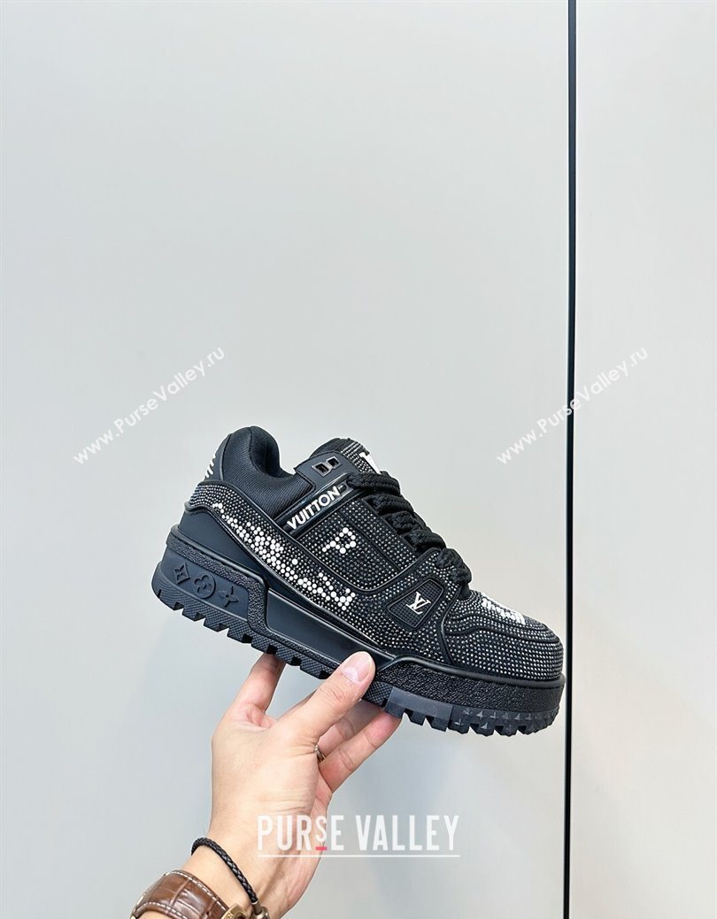 Louis Vuitton LV Trainer Maxi Sneakers 6cm in Allover Strass Black 2025 0829 (KL-250829035)