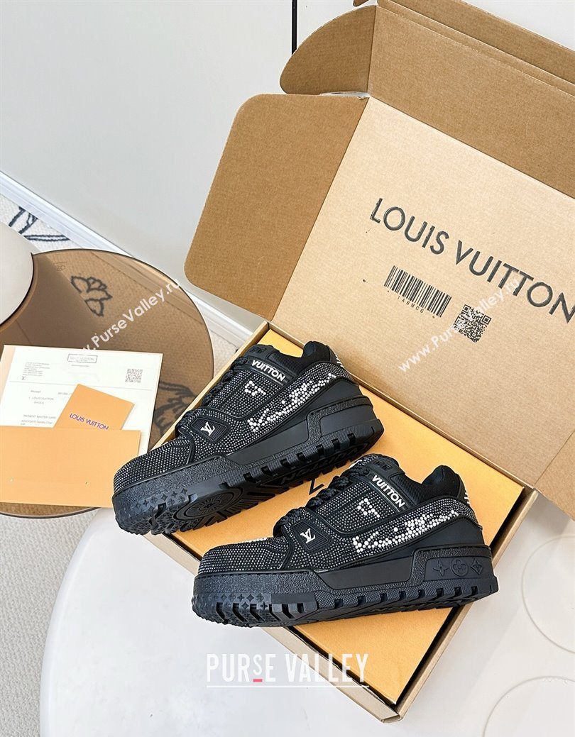 Louis Vuitton LV Trainer Maxi Sneakers 6cm in Allover Strass Black 2025 0829 (KL-250829035)