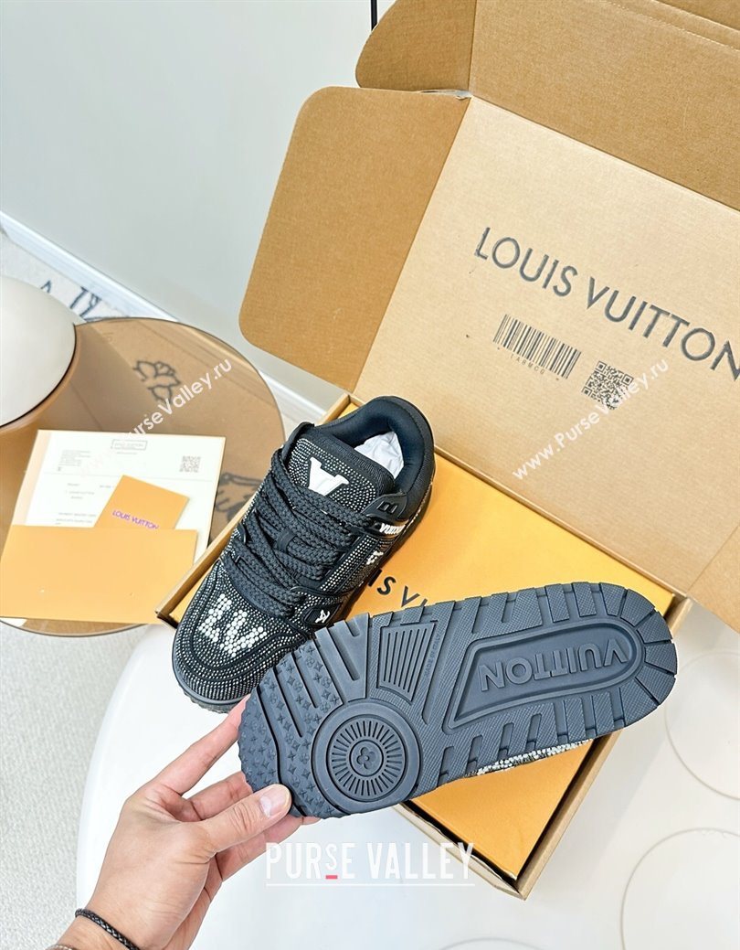 Louis Vuitton LV Trainer Maxi Sneakers 6cm in Allover Strass Black 2025 0829 (KL-250829035)