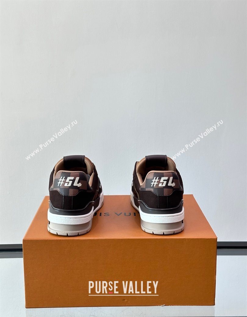 Louis Vuitton LV Trainer Sneakers in Nubuck Leather and Damier Canvas 1AIN14 Brown 2025 (syt-250829025)