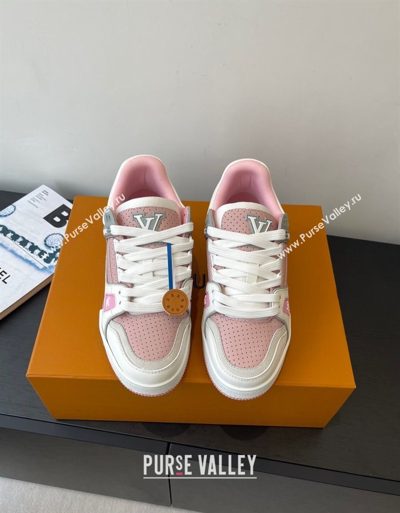 Louis Vuitton LV Trainer Sneakers in Perforated Leather 1AHWSM Pink 2025 (HQG-250829030)