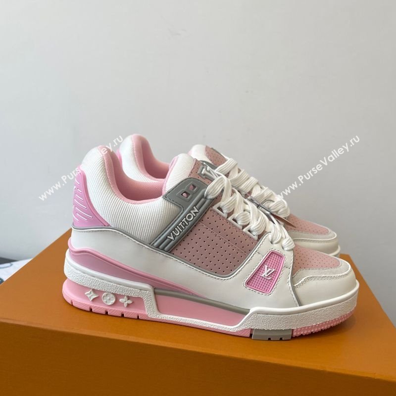 Louis Vuitton LV Trainer Sneakers in Perforated Leather 1AHWSM Pink 2025 (HQG-250829030)
