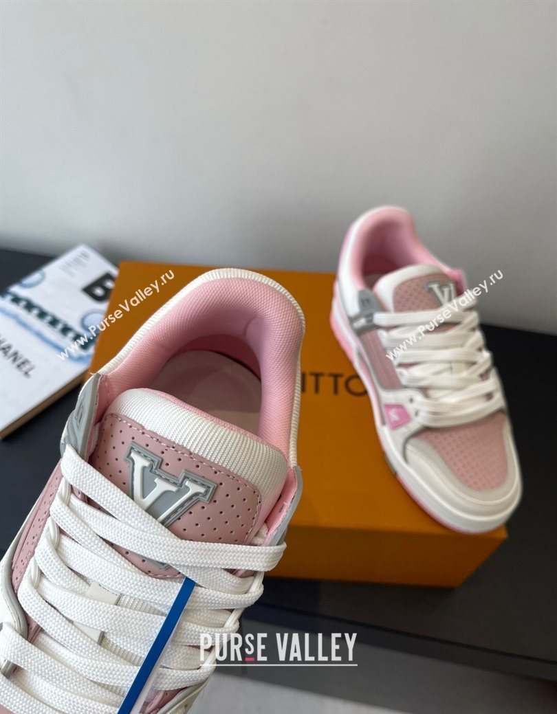 Louis Vuitton LV Trainer Sneakers in Perforated Leather 1AHWSM Pink 2025 (HQG-250829030)