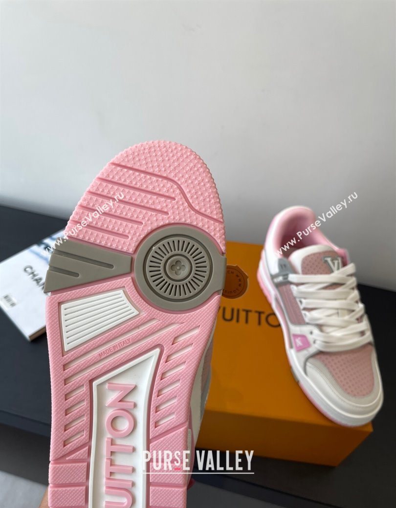Louis Vuitton LV Trainer Sneakers in Perforated Leather 1AHWSM Pink 2025 (HQG-250829030)