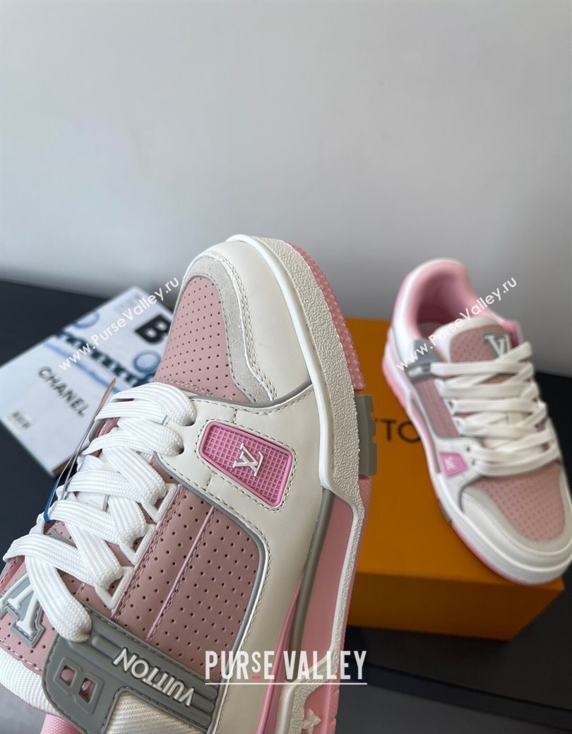 Louis Vuitton LV Trainer Sneakers in Perforated Leather 1AHWSM Pink 2025 (HQG-250829030)