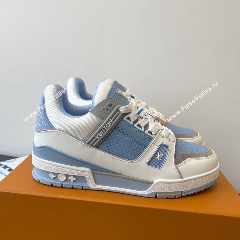 Louis Vuitton LV Trainer Sneakers in Perforated Leather 1AHWSM Blue 2025 (HQG-250829031)