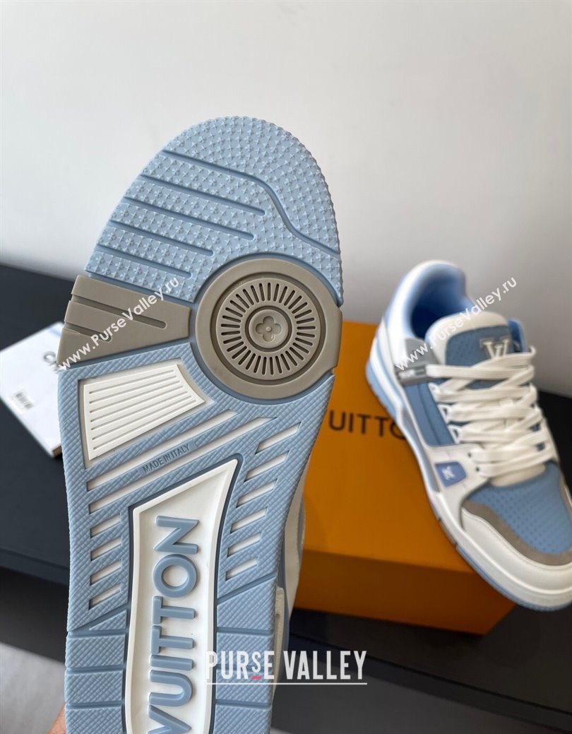 Louis Vuitton LV Trainer Sneakers in Perforated Leather 1AHWSM Blue 2025 (HQG-250829031)
