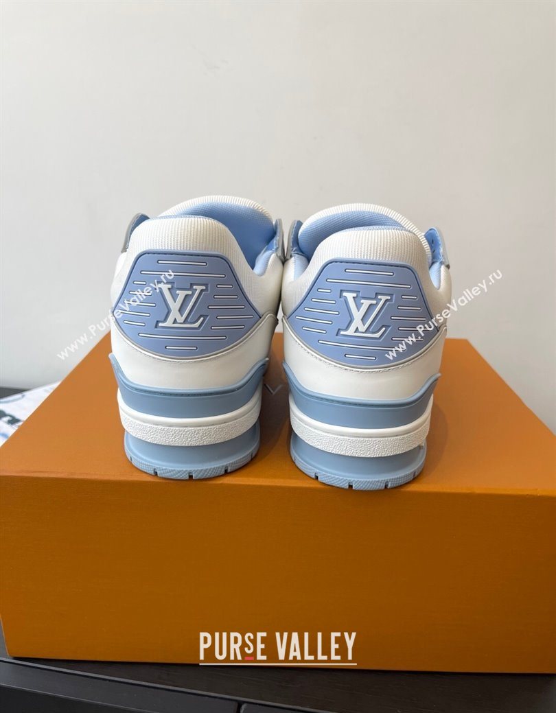 Louis Vuitton LV Trainer Sneakers in Perforated Leather 1AHWSM Blue 2025 (HQG-250829031)
