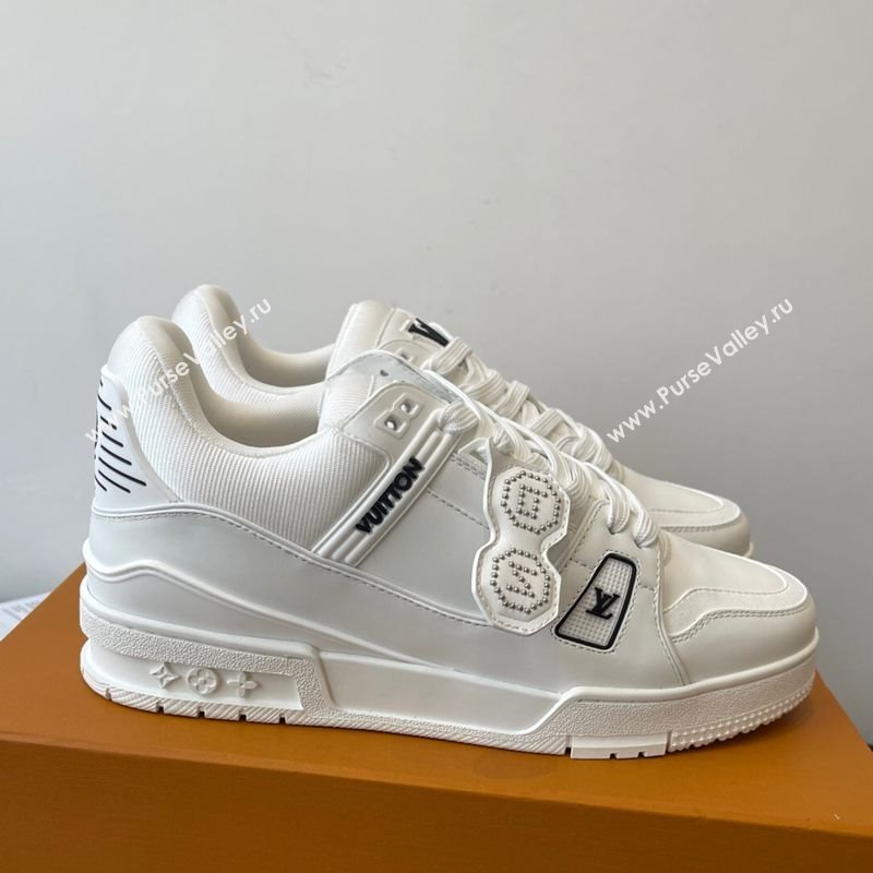 Louis Vuitton LV Trainer Sneakers in Plain Leather 1AIKR9 White 2025 (HQG-250829032)