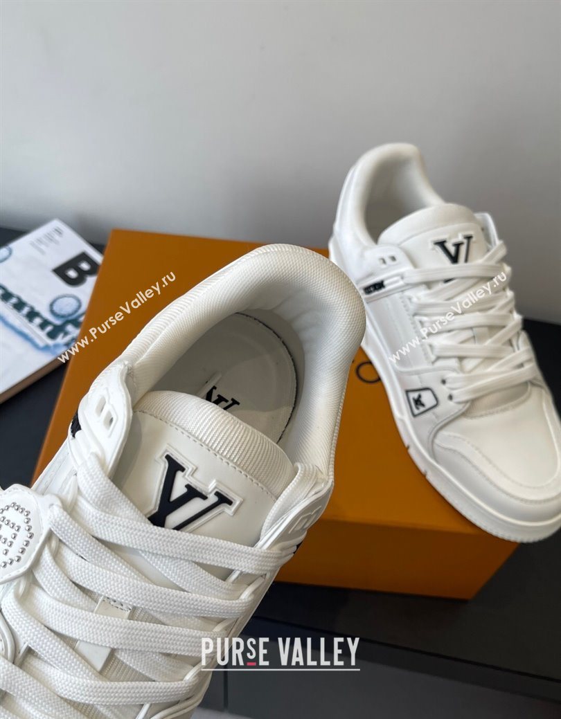 Louis Vuitton LV Trainer Sneakers in Plain Leather 1AIKR9 White 2025 (HQG-250829032)