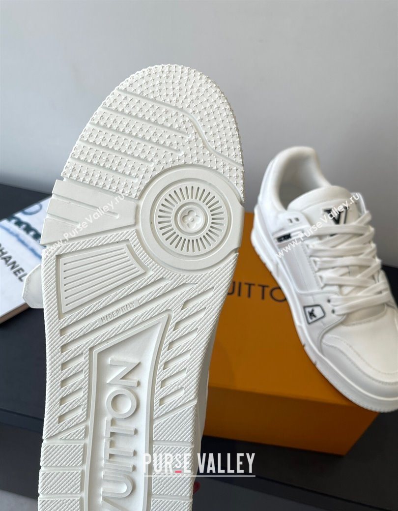 Louis Vuitton LV Trainer Sneakers in Plain Leather 1AIKR9 White 2025 (HQG-250829032)