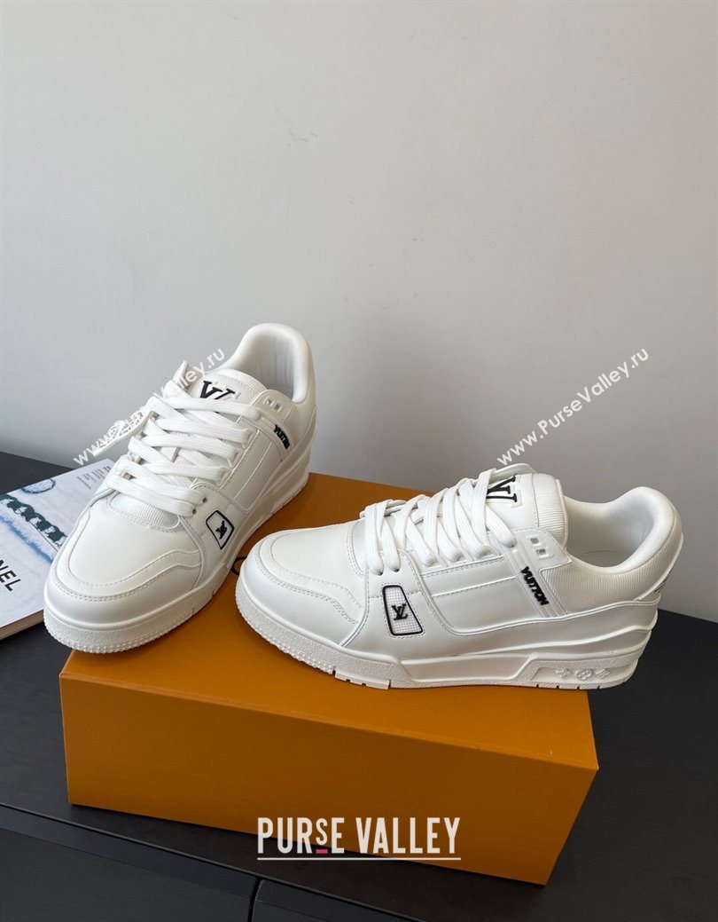 Louis Vuitton LV Trainer Sneakers in Plain Leather 1AIKR9 White 2025 (HQG-250829032)