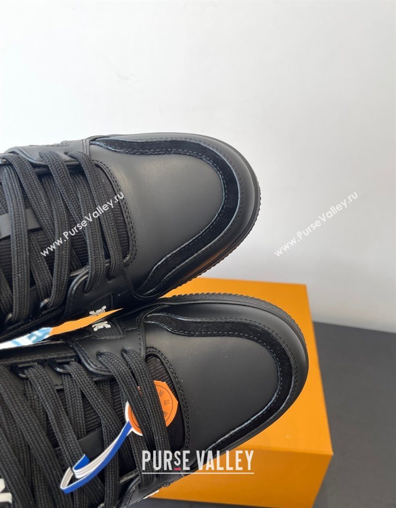 Louis Vuitton LV Trainer Sneakers in Plain Leather 1AIKR9 Black 2025 (HQG-250829033)