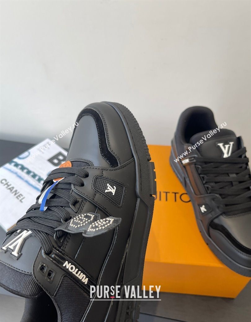 Louis Vuitton LV Trainer Sneakers in Plain Leather 1AIKR9 Black 2025 (HQG-250829033)