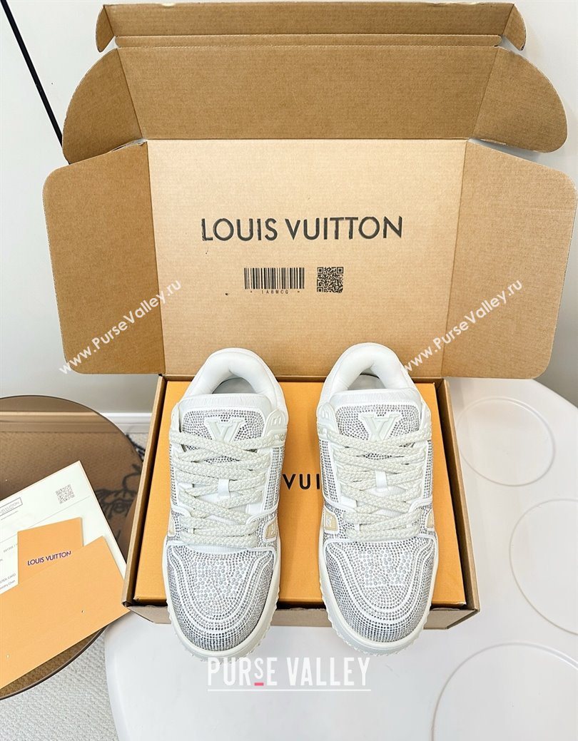 Louis Vuitton LV Trainer Maxi Sneakers 6cm in Allover Strass White 2025 0829 (KL-250829034)