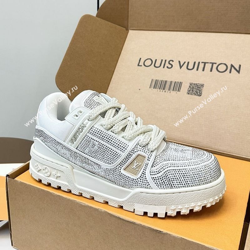 Louis Vuitton LV Trainer Maxi Sneakers 6cm in Allover Strass White 2025 0829 (KL-250829034)