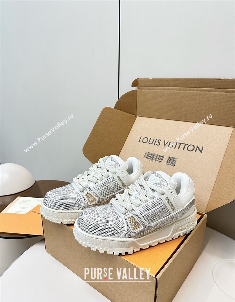Louis Vuitton LV Trainer Maxi Sneakers 6cm in Allover Strass White 2025 0829 (KL-250829034)