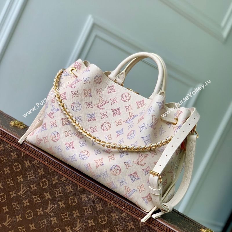 Louis Vuitton Bella Tote Bag in Mahina Perforated Calfskin M15116 Dream Cream White 2025 (KI-251008083)