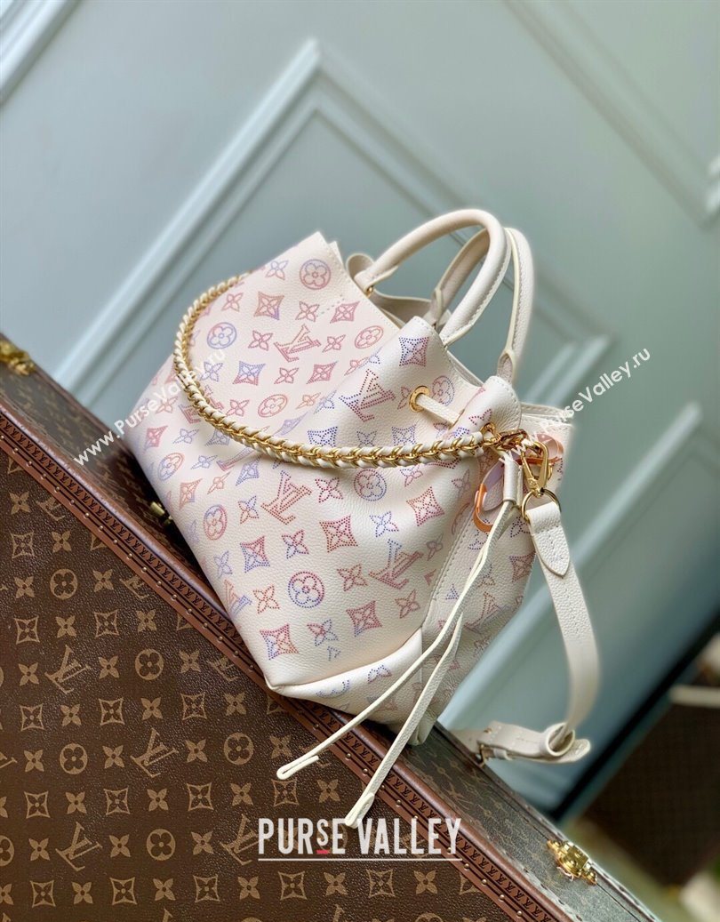 Louis Vuitton Bella Tote Bag in Mahina Perforated Calfskin M15116 Dream Cream White 2025 (KI-251008083)