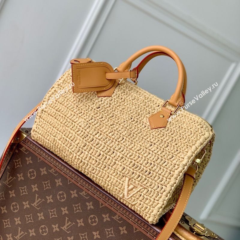 Louis Vuitton Speedy 30 Bandouliere Bag in Raffia Straw Beige M14457 2025 (KI-251008088)