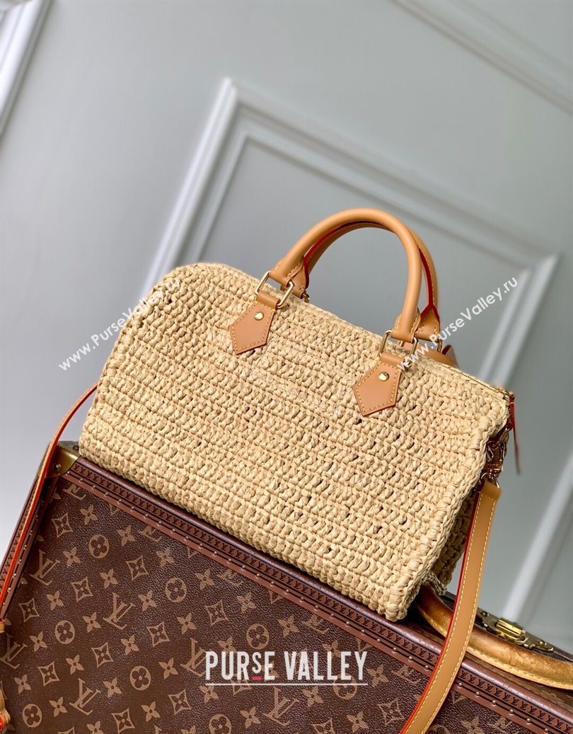 Louis Vuitton Speedy 30 Bandouliere Bag in Raffia Straw Beige M14457 2025 (KI-251008088)