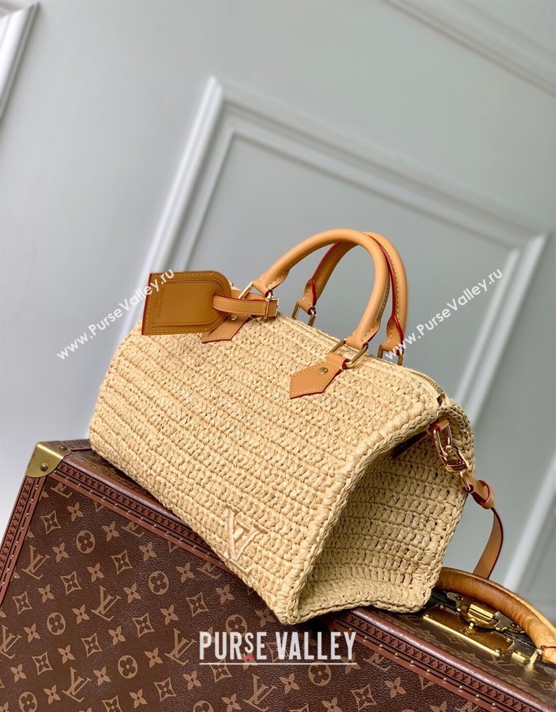 Louis Vuitton Speedy 30 Bandouliere Bag in Raffia Straw Beige M14457 2025 (KI-251008088)