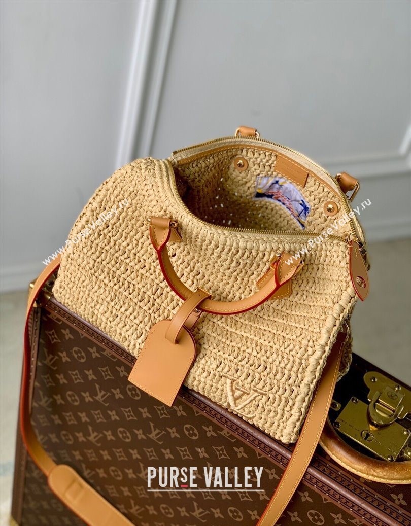 Louis Vuitton Speedy 30 Bandouliere Bag in Raffia Straw Beige M14457 2025 (KI-251008088)