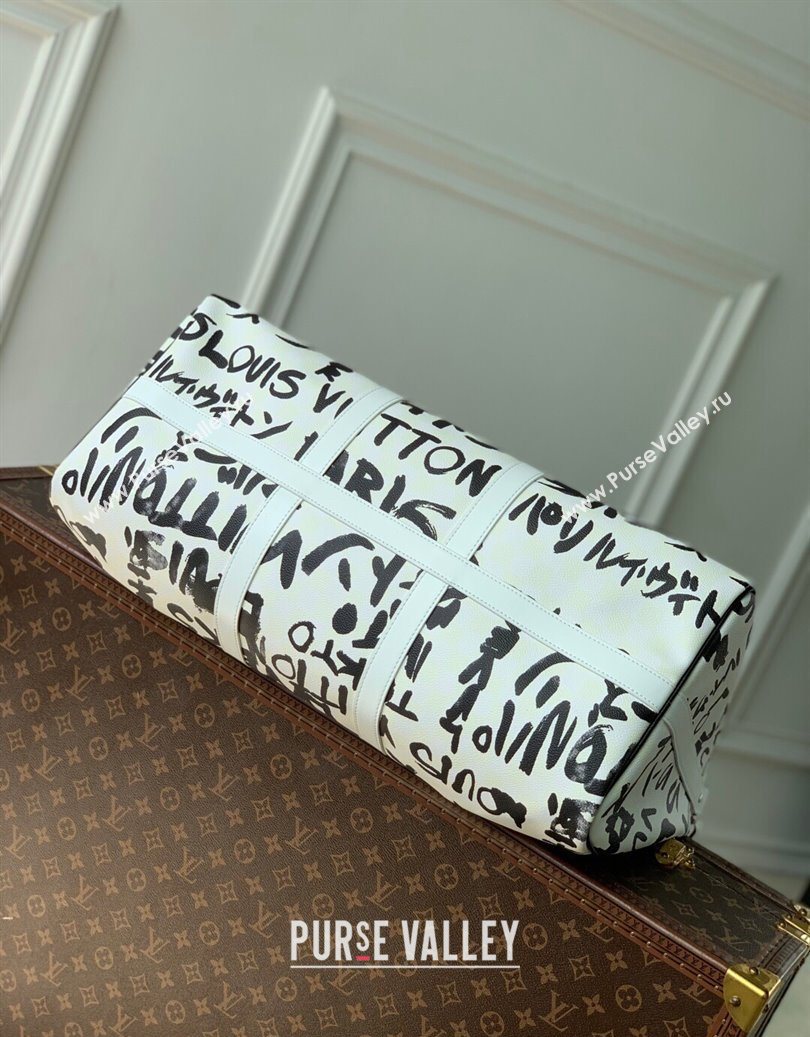 Louis Vuitton Keepall Bandouliere 50 Bag in Printed Leather White/Black N40804 2025 (KI-251008089)