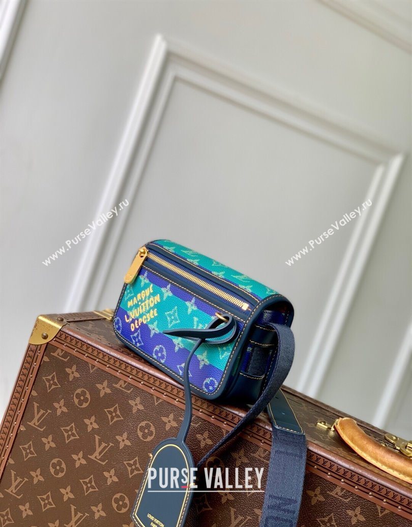 Louis Vuitton Bosphore Wearable Wallet Mini Bag in Blue Stripes Monogram Heritage Canvas M15173 2025 (KI-251008056)