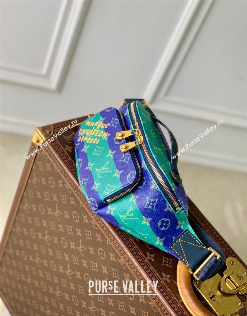 Louis Vuitton Rush Bumbag in Blue Stripes Monogram Heritage Canvas M25783 2025 (KI-251008057)