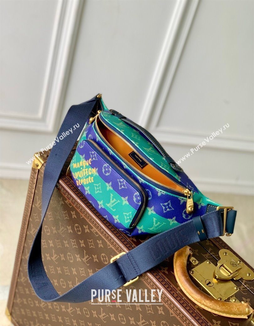 Louis Vuitton Rush Bumbag in Blue Stripes Monogram Heritage Canvas M25783 2025 (KI-251008057)