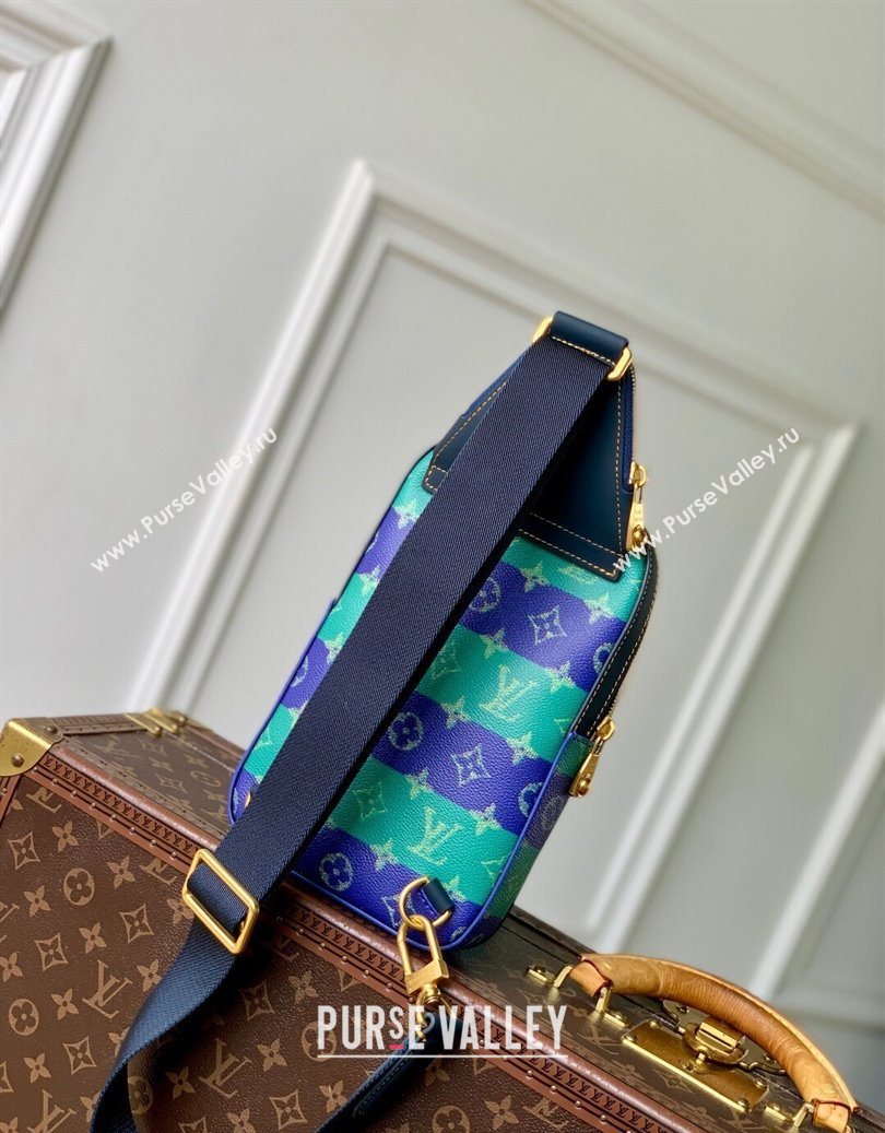 Louis Vuitton Mens Avenue Slingbag PM Bag in Blue Stripes Monogram Heritage Canvas M26419 2025 (KI-251008058)